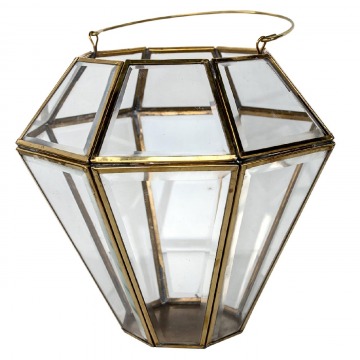 Lampion Hexagonal Złoty Wys. 20cm