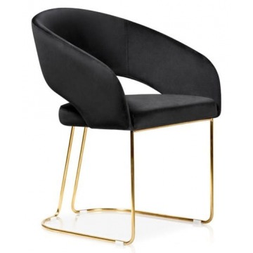 Krzesło Manola - Czarny, Złote Nogi 60x55x79cm