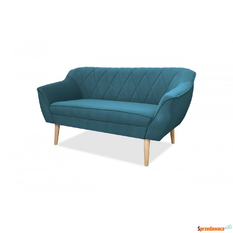 Sofa 2-osobowa welurowa niebieska Royal Velvet - Sofy, fotele, komplety... - Rybnik