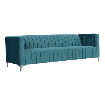  - Sofa 3-osobowa na metalowych nogach niebieska 