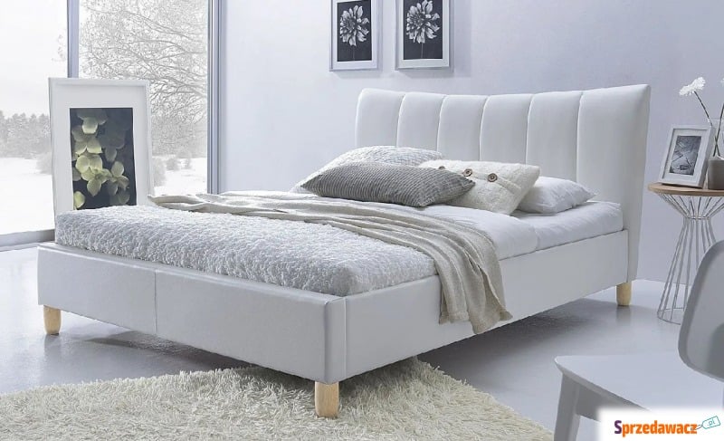 Łóżko tapicerowane Sandis - białe - Łóżka - Inowrocław