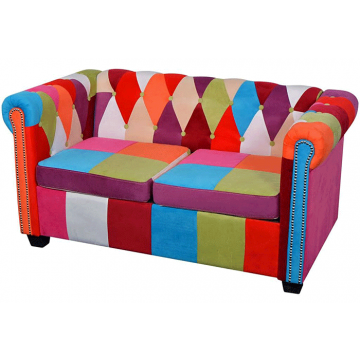 Sofa patchwork chesterfield Triss - dwuosobowa