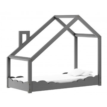 Drewniane łóżko dziecięce domek Lumo 5X - Szare