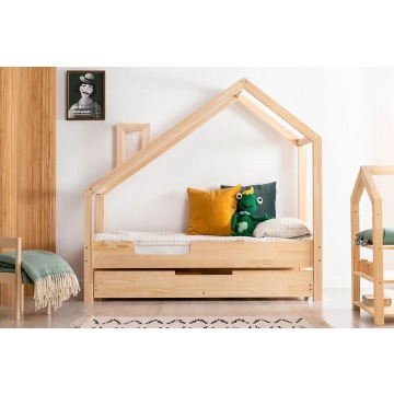 Drewniane łóżeczko dziecięce domek z szufladą Lumo 9X