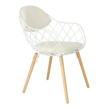 Druciane krzesło Palmi - białe + naturalne