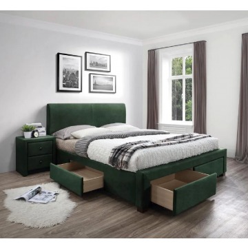 Podwójne łóżko z szufladami Moris 4X - zielone