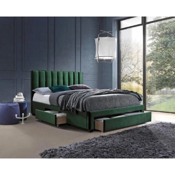 Podwójne łóżko z szufladami Merina - zielone