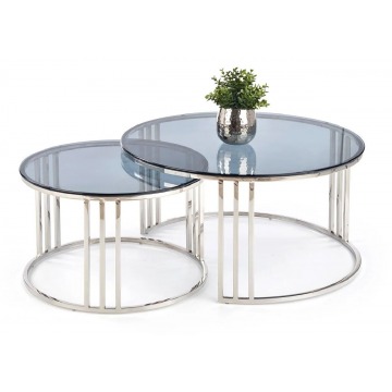 Zestaw okrągłych stolików kawowych Mersilo - Srebrny