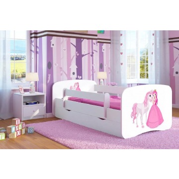 Łóżko dla dziewczynki z materacem Happy 2X mix 70x140 - białe