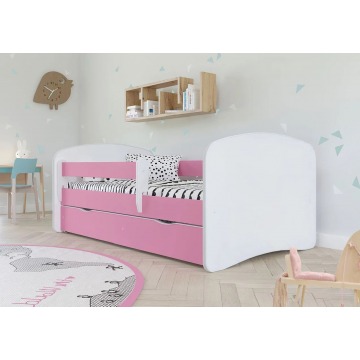 Łóżko dla dziewczynki z materacem Happy 2X 70x140 - różowe