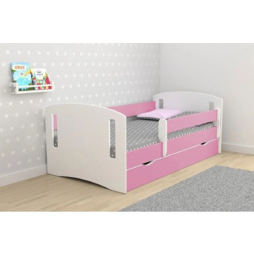 Łóżko dla dziewczynki z barierką Pinokio 3X 80x180 - różowe