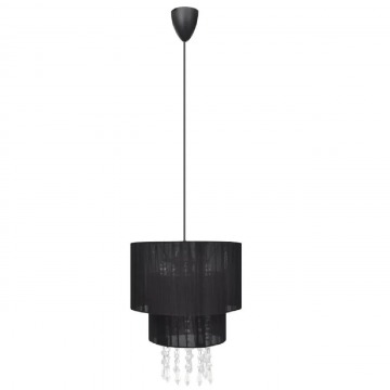 Czarna lampa wisząca z tkaniny do salonu - E968-Molit
