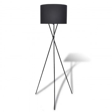 Czarna okrągła stojąca lampa podłogowa z włącznikiem - EX02-Someba