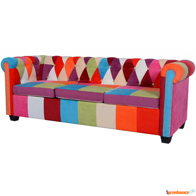 Sofa patchwork w stylu chesterfield Triss - t... - Fotele, sofy ogrodowe - Bytom
