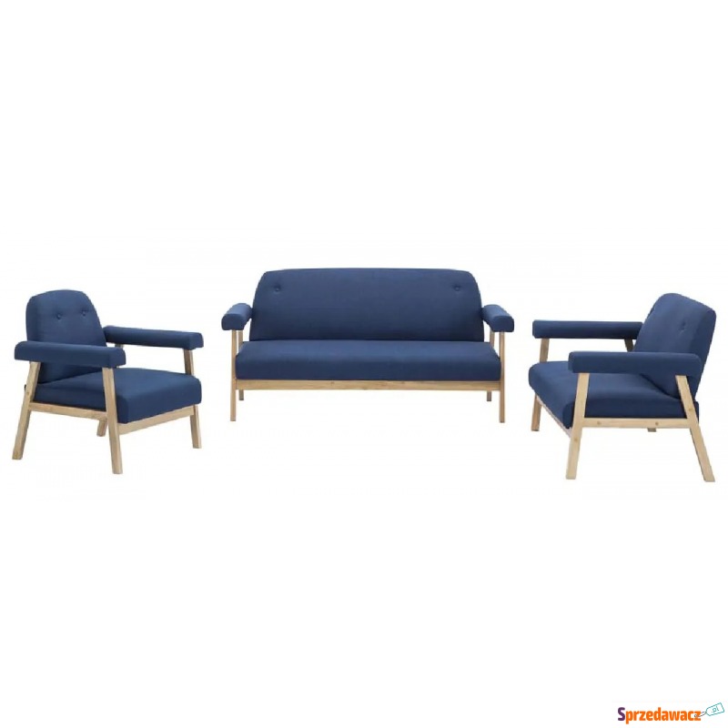 Niebieski 6-osobowy zestaw wypoczynkowy vintage... - Sofy, fotele, komplety... - Mozów