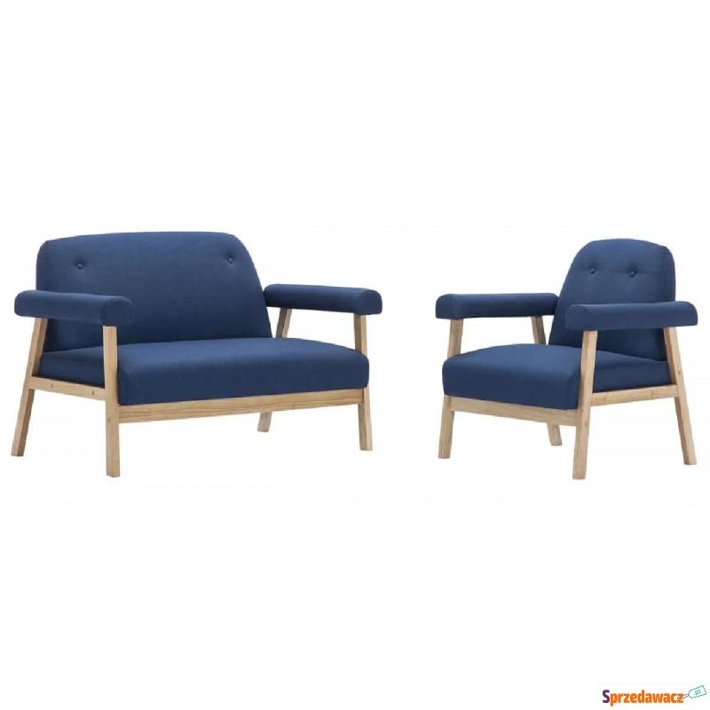 Niebieski 3-osobowy zestaw wypoczynkowy w stylu... - Sofy, fotele, komplety... - Chełm