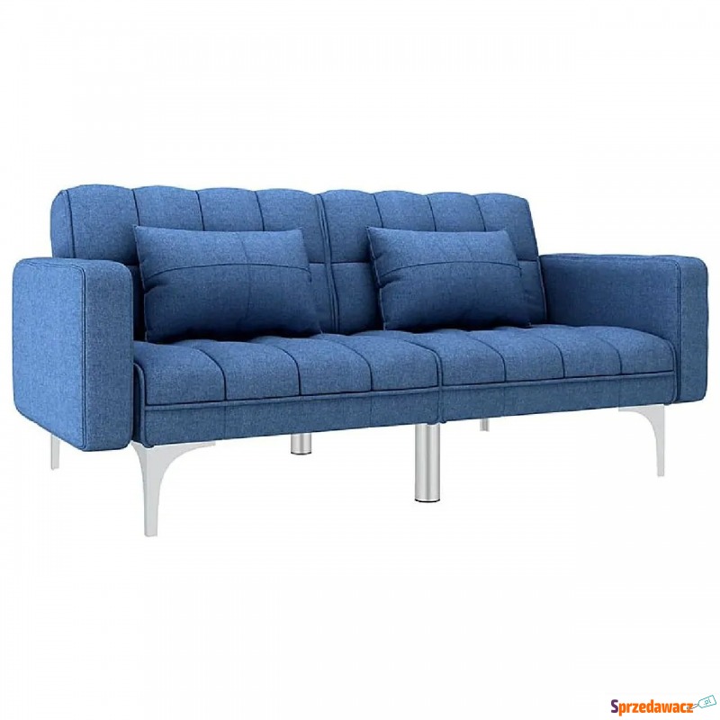 Rozkładana niebieska kanapa z poduszkami - Harris - Sofy, fotele, komplety... - Piekary Śląskie