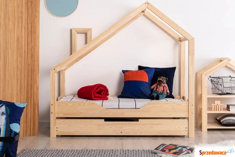 Drewniane łóżko dziecięce domek z szufladą Lu... - Meble dla dzieci - Konin