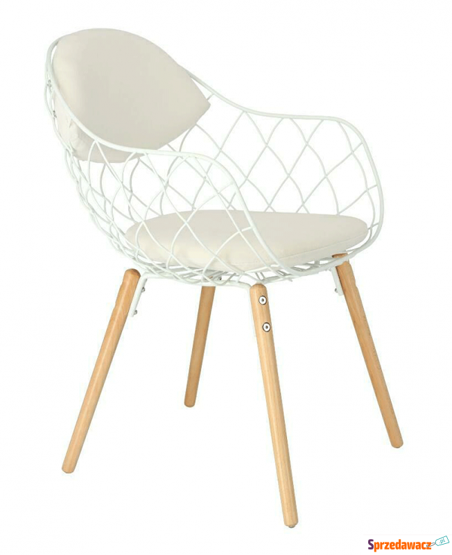 Druciane krzesło Palmi - białe + naturalne - Krzesła kuchenne - Rutka-Tartak