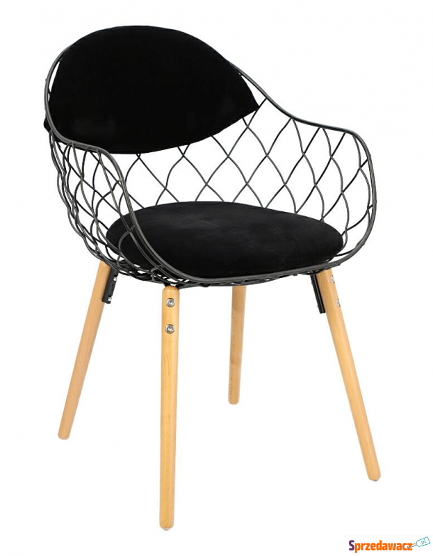 Druciane krzesło Palmi - czarne + naturalne - Krzesła kuchenne - Borsk