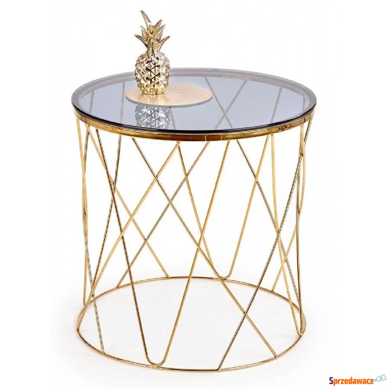 Okrągły szklany stolik kawowy Hybris - Złoty - Stoły, stoliki, ławy - Bezrzecze