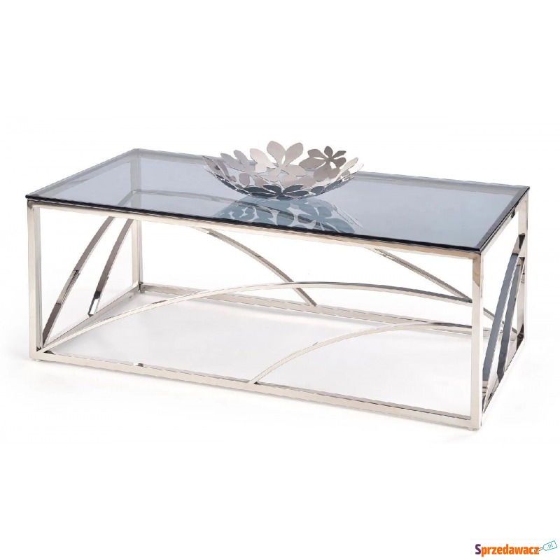 Szklana ława w stylu glamour Cristal 2X - Srebrna - Stoły, stoliki, ławy - Legionowo