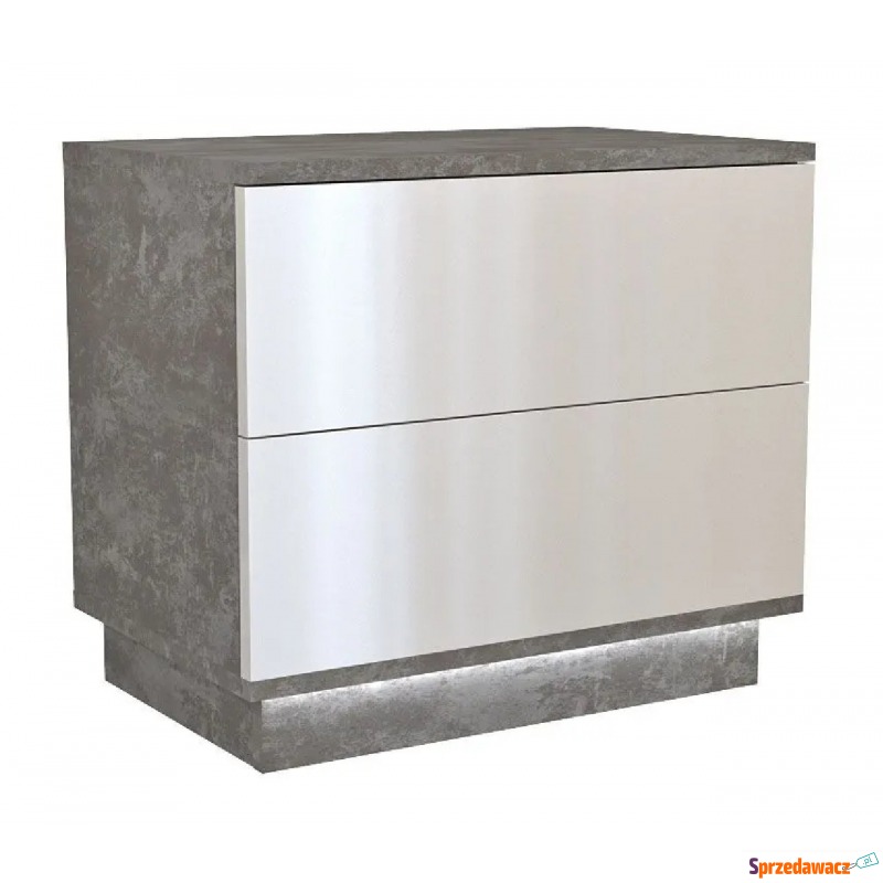 Loftowa szafka nocna Aleva 3X - beton+biały połysk - Stoliki nocne - Sieradz