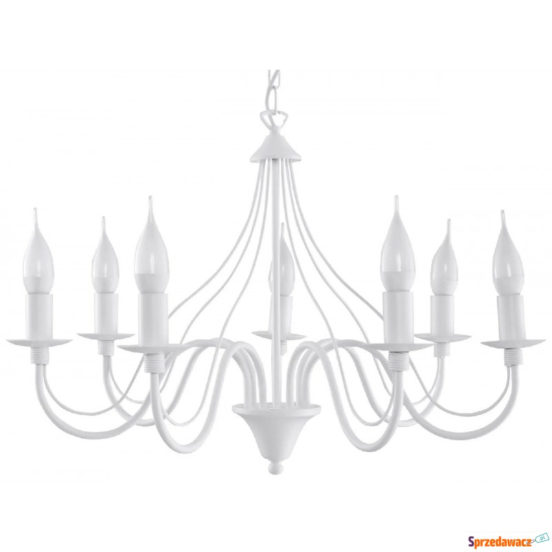 Żyrandol retro świecznik E755-Minerwi - biały - Lampy wiszące, żyrandole - Knurów