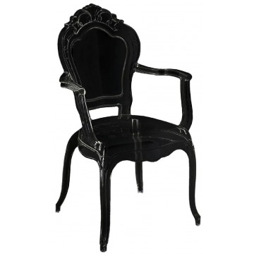 Czarne krzesło do jadalni z podłokietnikami - Trixi 5X