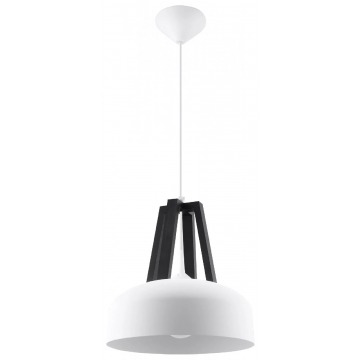 Biała lampa wisząca z elementami drewnianymi - EX516-Casko