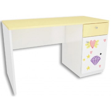 Biało-żółte biurko dla dziewczynki Lili 2X - 3 kolory