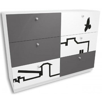 Biało-grafitowa komoda młodzieżowa z szufladami Timi 6X - 5 kolorów