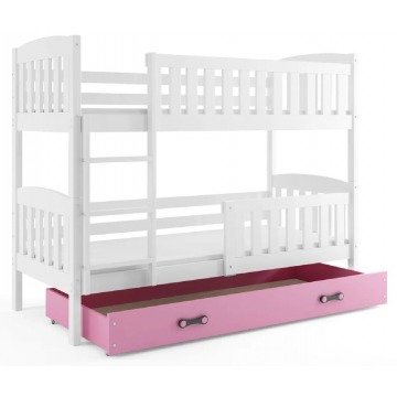 Piętrowe łóżko dla dzieci z różową szufladą 80x190 - Elize 2X