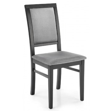Czarne bukowe krzesło z popielatą tapicerką - Prince
