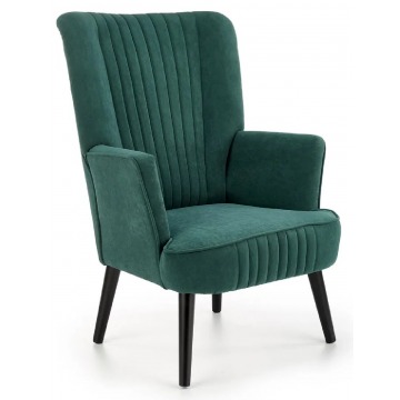 Zielony welwetowy fotel wypoczynkowy - Bovi