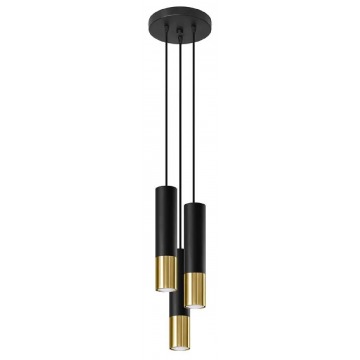 Czarno-złota potrójna lampa wisząca tuba - EXX247-Loper