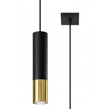 Czarno-złota lampa wisząca tuba - EXX244-Loper