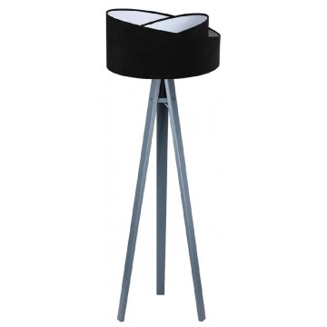 Czarno-antracytowa lampa stojąca drewniana - EXX251-Silja