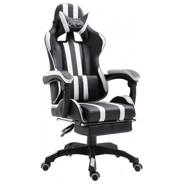 Białe krzesło gamingowe z podnóżkiem - Kenex