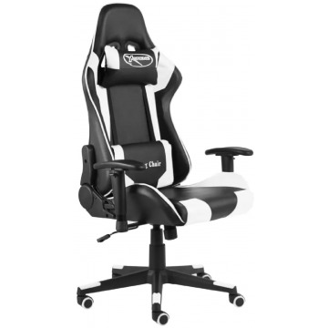 Czarno-biały obrotowy fotel gamingowy - Grando