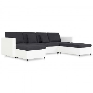 4-osobowa rozkładana biała sofa z ciemnoszarymi poduszkami - Arbre 4Q