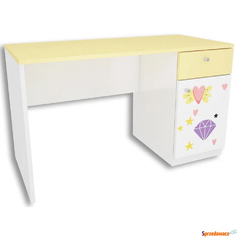 Biało-żółte biurko dla dziewczynki Lili 2X - 3... - Biurka - Siedlce