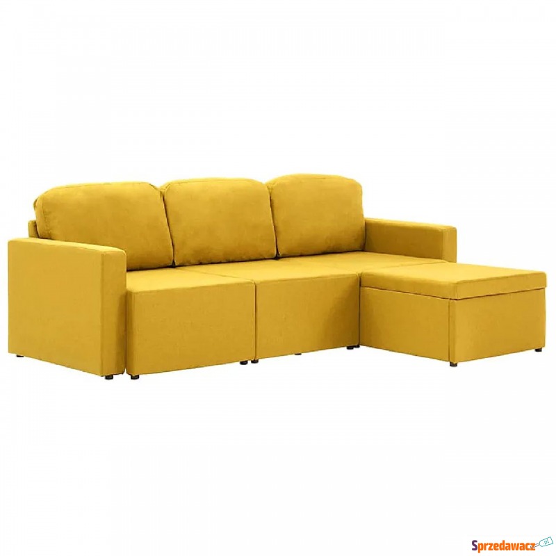 Rozkładana sofa modułowa żółta tkanina - Lanp... - Sofy, fotele, komplety... - Grodzisk Wielkopolski