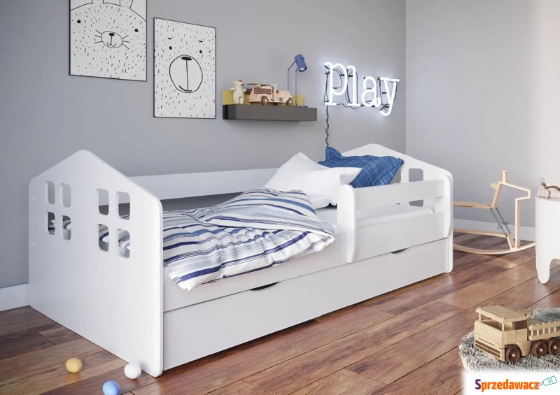 Białe łóżko dziecięce z barierką 80x160 - Flavio - Meble dla dzieci - Piaseczno