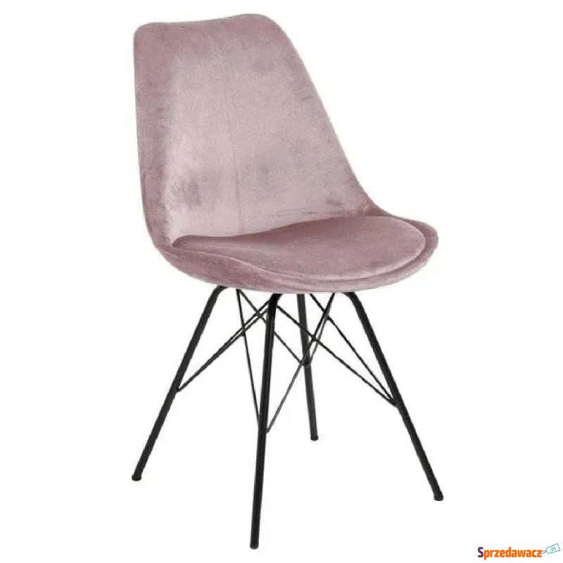 Różowe welurowe krzesło z oparciem - Carpon - Krzesła do salonu i jadalni - Leszno