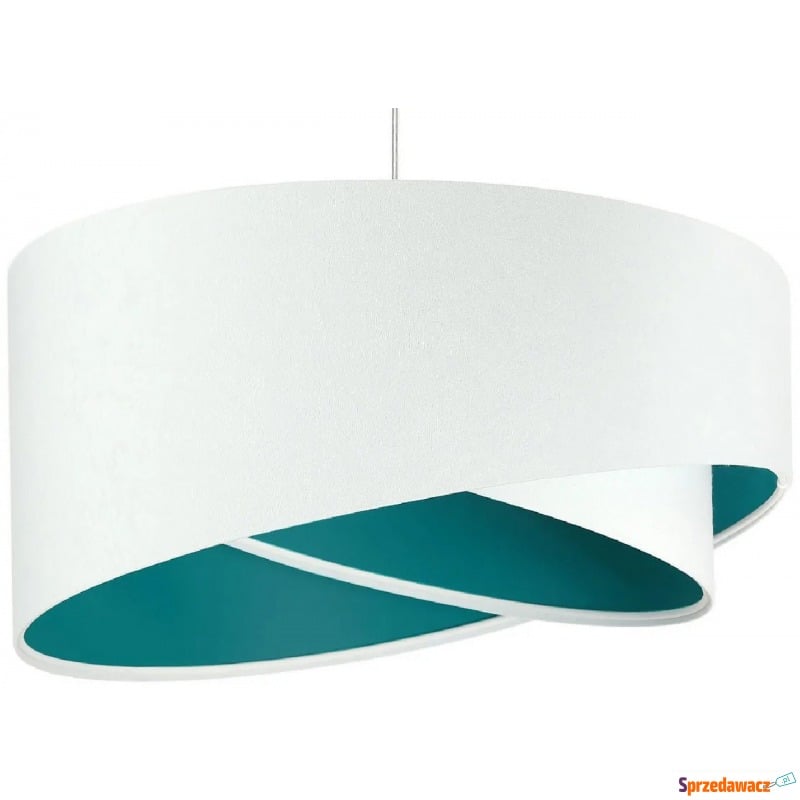 Biało-turkusowa lampa wisząca welurowa - EX990-Rezi - Lampy wiszące, żyrandole - Drawsko