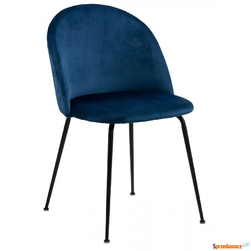 Welurowe krzesło tapicerowane granatowe - Evenne - Krzesła do salonu i jadalni - Sosnowiec