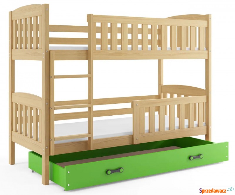 Łóżko drewniane z zieloną szufladą 90x200 - C... - Meble dla dzieci - Łódź