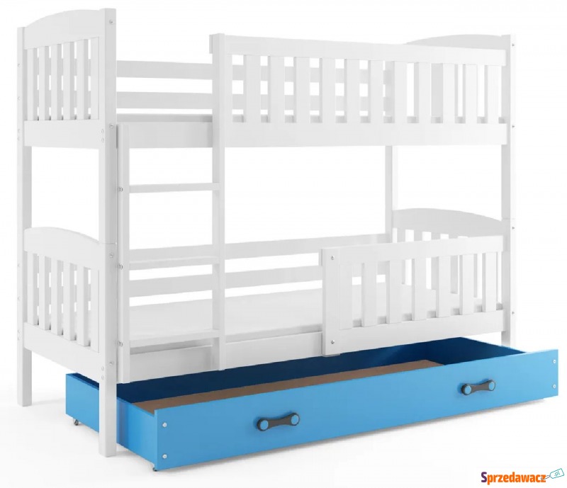 Drewniane łóżko z niebieską szufladą 90x200 -... - Łóżka - Lędziny