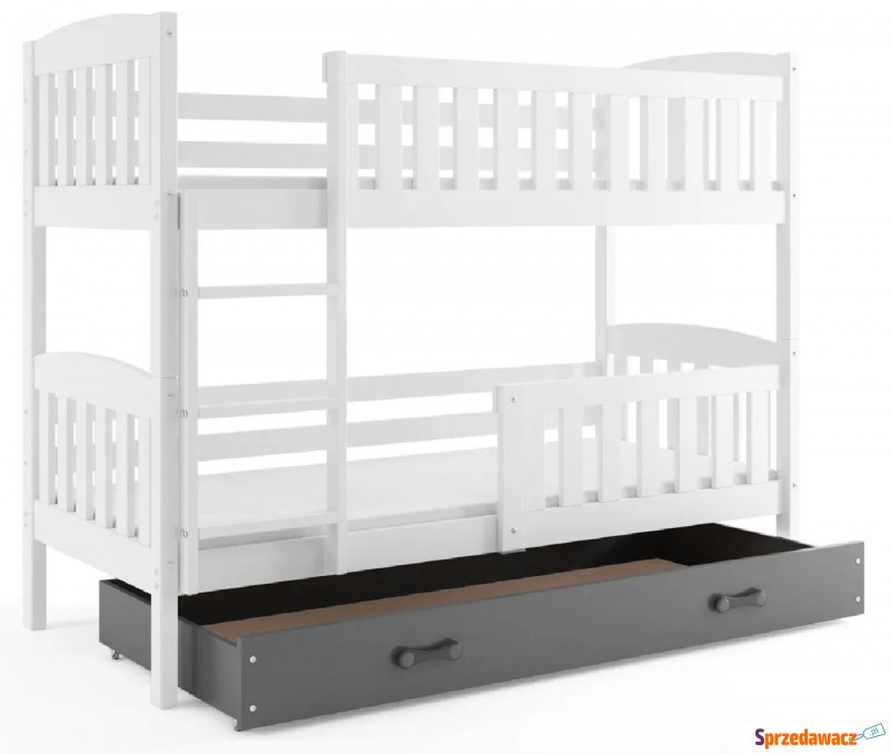 Drewniane łóżko dla dzieci z szarą szufladą 8... - Łóżka - Wołomin